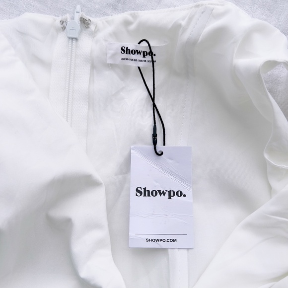 NWT Showpo Izara Mini Dress Size 16 Off the Shoulder Pleated Fit & Flare - Picture 6 of 14